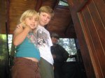 Picture Title - Charlies and Ally in the cab of a narrow gauge shay at the big trees railroad. 