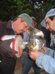 Picture Title - Jack and Joel top off the 9's headlight with Lamp Oil.