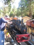 Picture Title - Jim Ferguson Fires up his 3 cylinder, 3 truck, Westside Shay